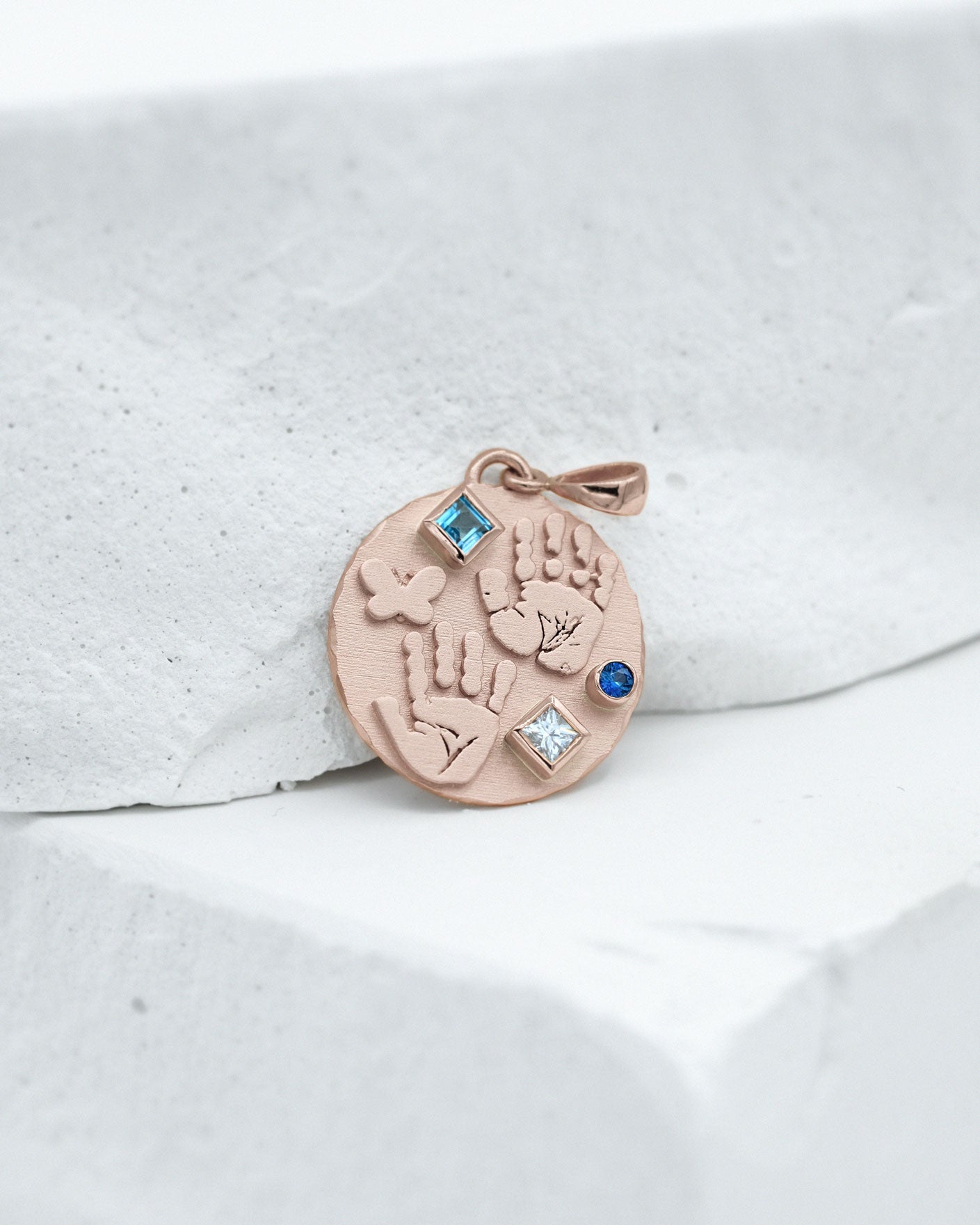 Handprints / Footprints Coin Charm in 14K Gold