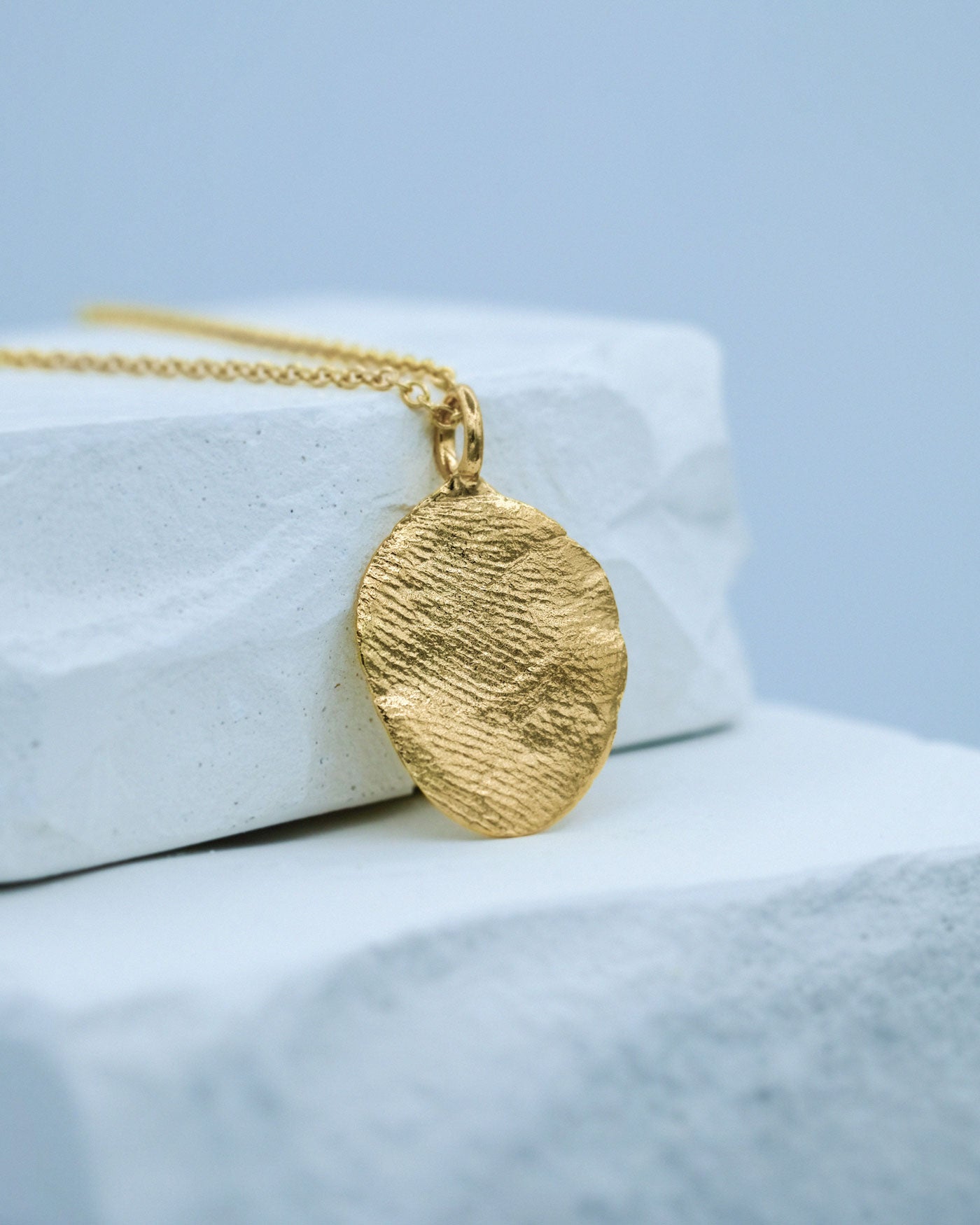 Fingerprint Necklace in solid gold on 1.5mm chain