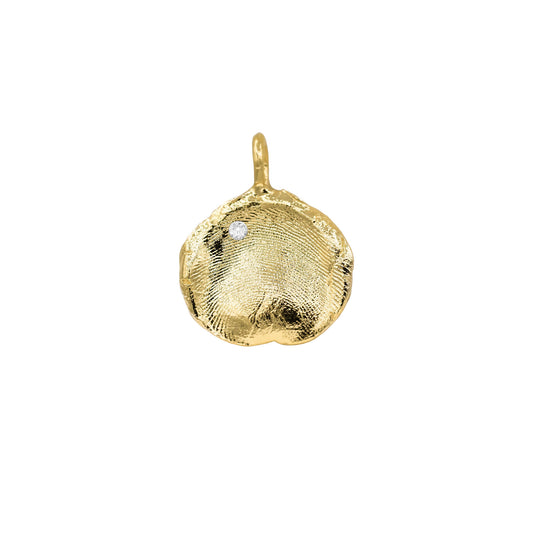 Fingerprint Charm in solid gold with a diamond
