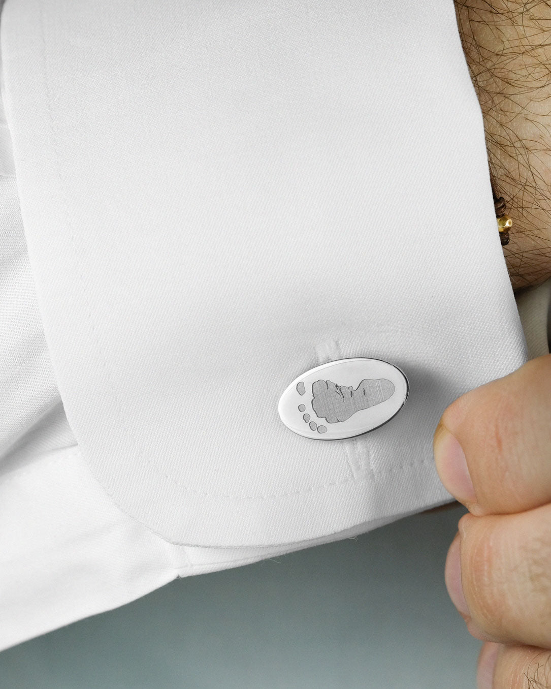 Footprint / Handprint Oval Cufflinks in sterling silver