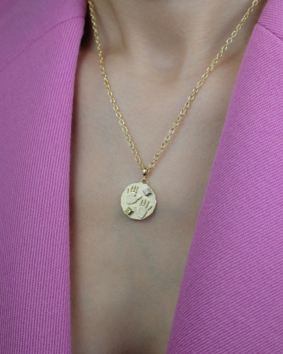 Handprints / Footprints Coin Charm in 14K Gold