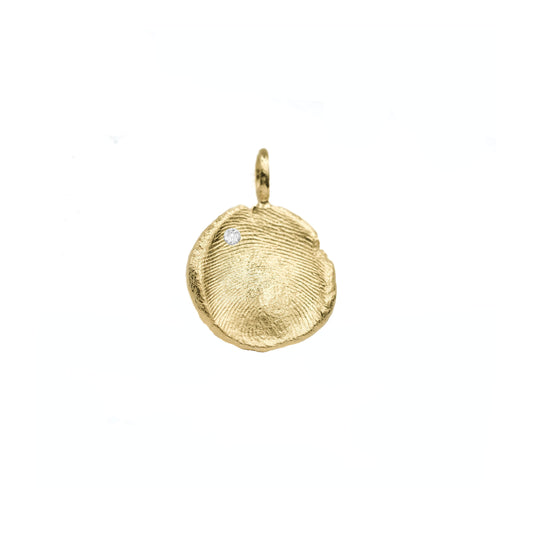 Medium Fingerprint Charm in solid gold with a diamond