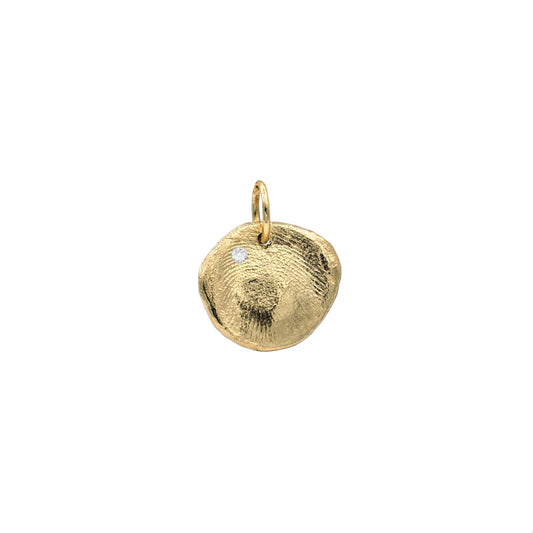 Mini Fingerprint Charm in solid gold with a diamond