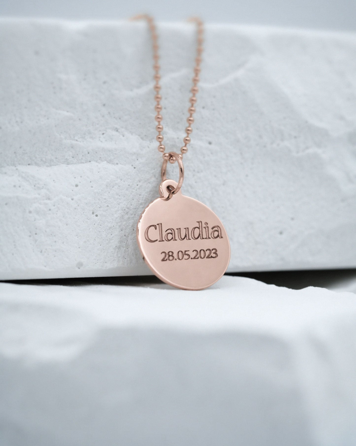 Handprint / Footprint Ball Chain Necklace in 14K Gold