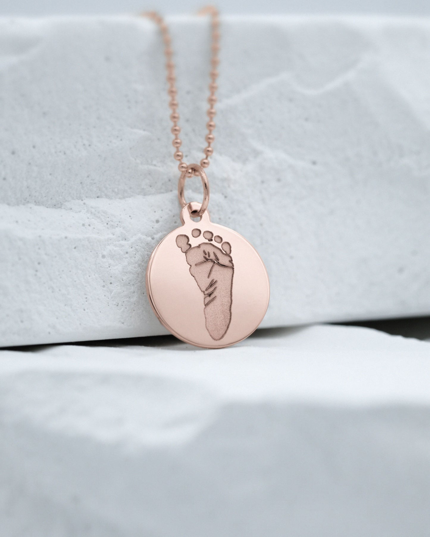 Handprint / Footprint Ball Chain Necklace in 14K Gold