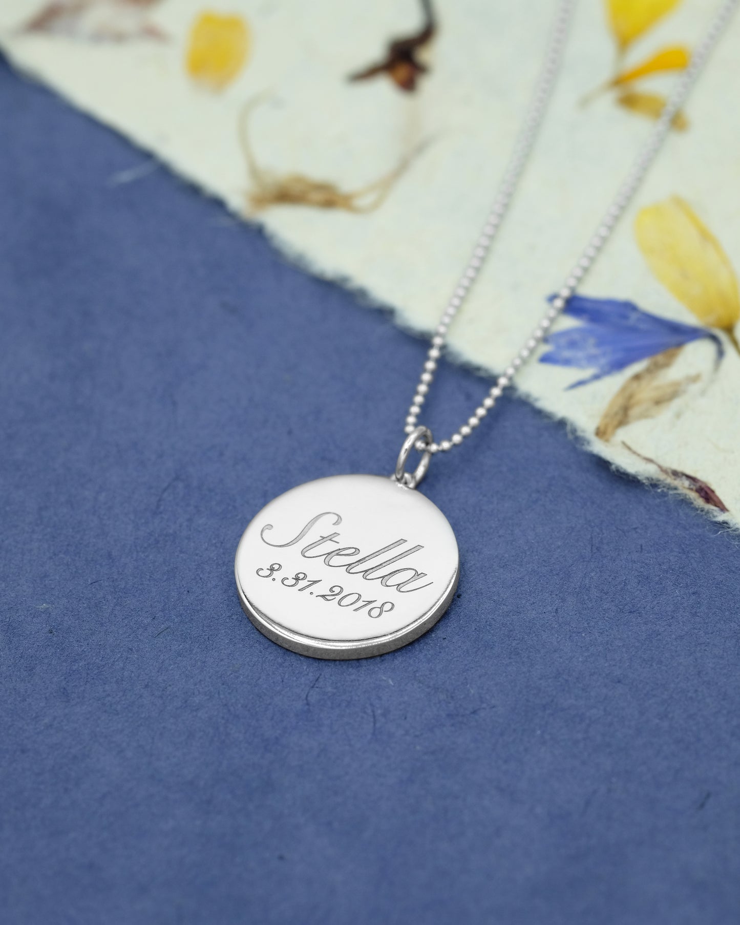 Footprints / Handprints Moon Necklace with Diamonds