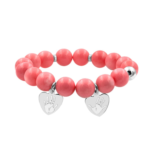Handprint / Footprint Pink Coral Bracelet in 14K Gold
