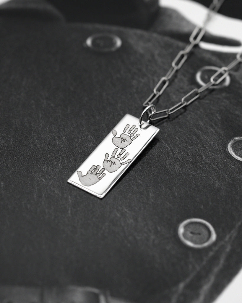 Handprints / Footprints Heavy Tag Paperclip Chain Necklace