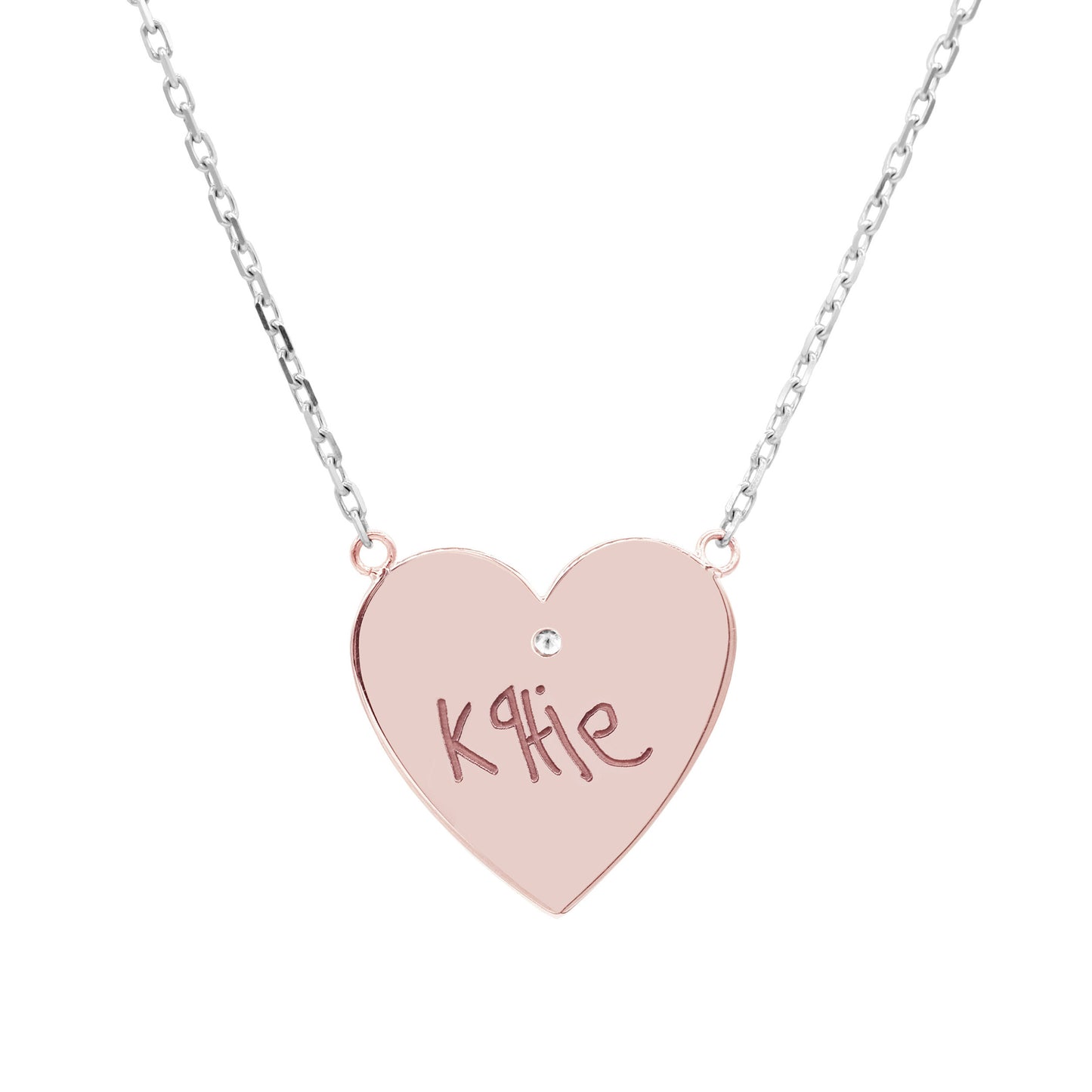 Handprints / Footprints Large Heart Necklace with a Diamond