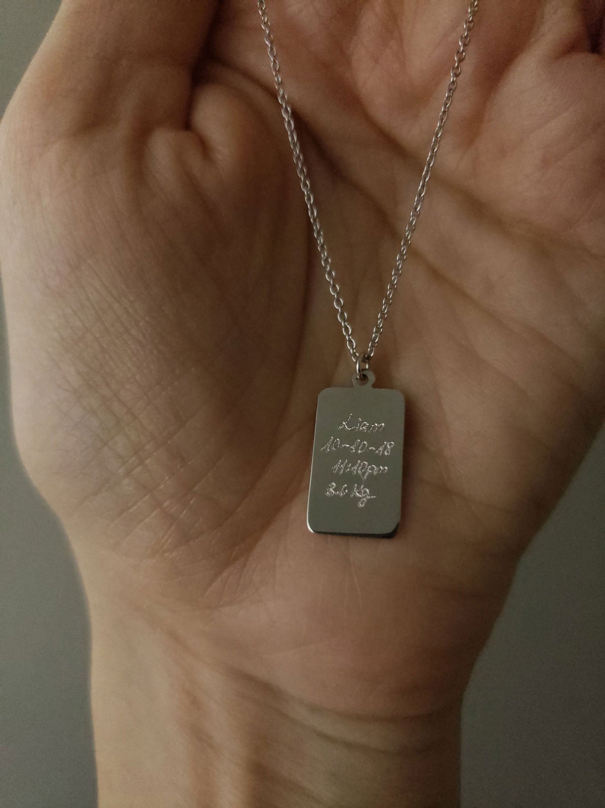 Handprint / Footprint Tag Necklace in 14K Gold