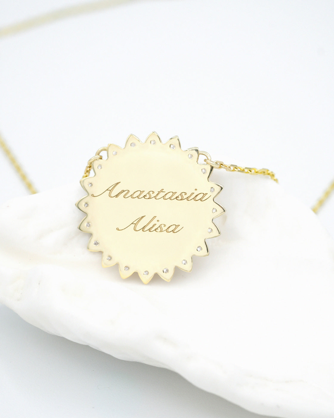 Footprints / Handprints Sun Necklace with Diamonds