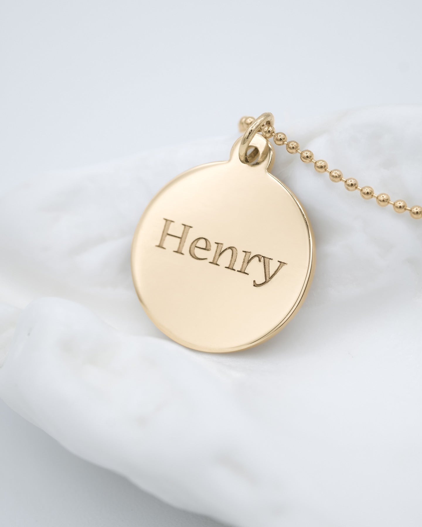Handprint / Footprint Round Charm in 14K Gold
