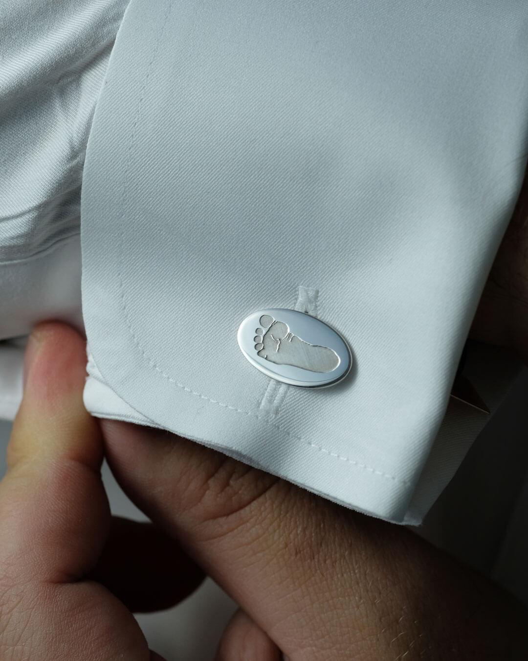 Footprint / Handprint Oval Cufflinks in 925 sterling silver