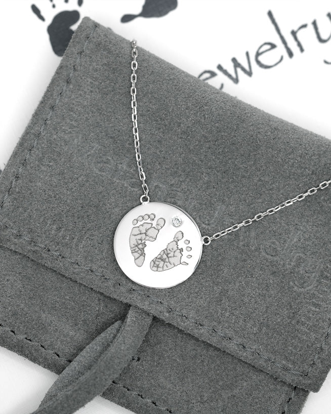 Large Round Handprints / Footprints Tag with a Diamond