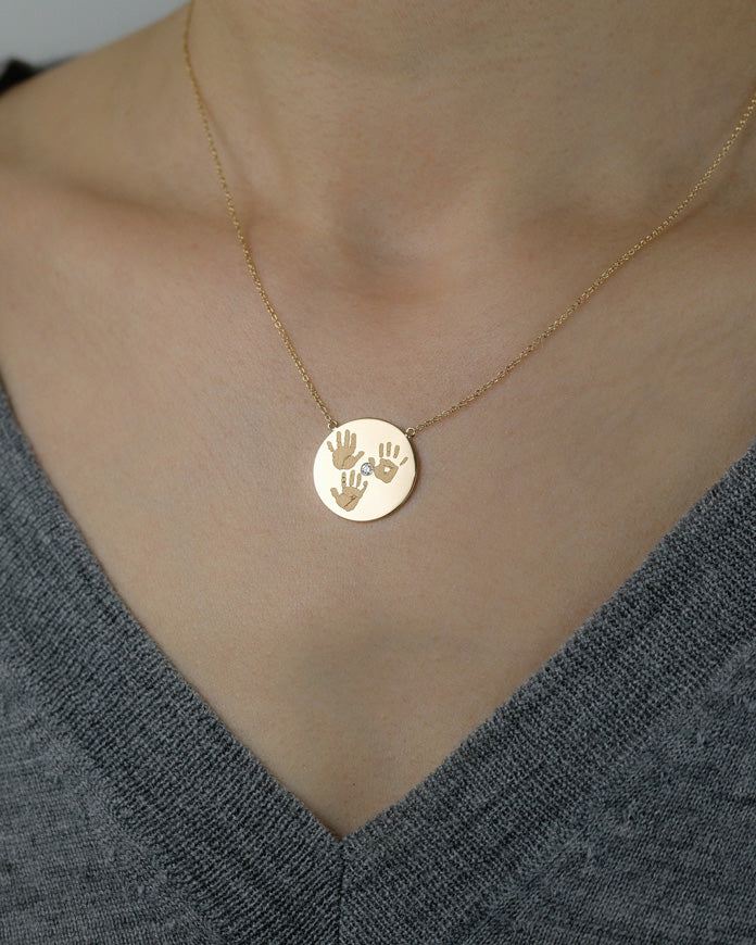 Large Round Handprints / Footprints Tag with a Diamond