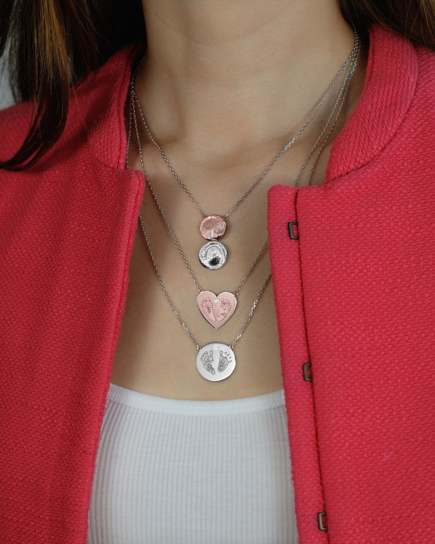 Double Fingerprint Necklace in solid gold