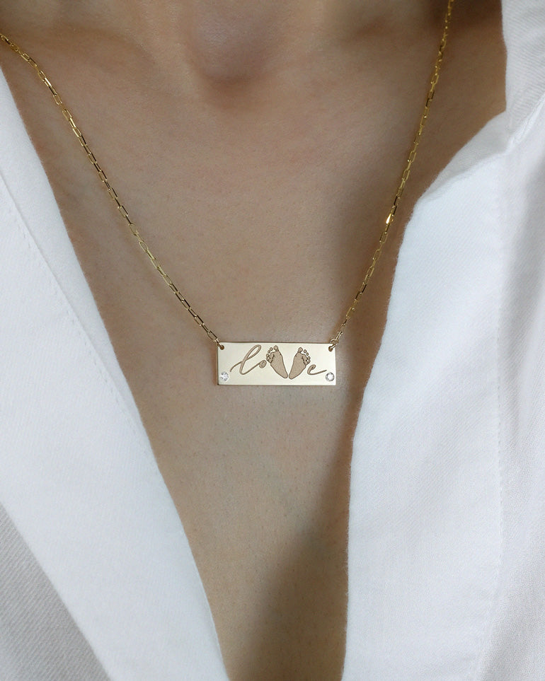 Footprints Mathis LOVE Necklace in 14K Gold with Diamonds