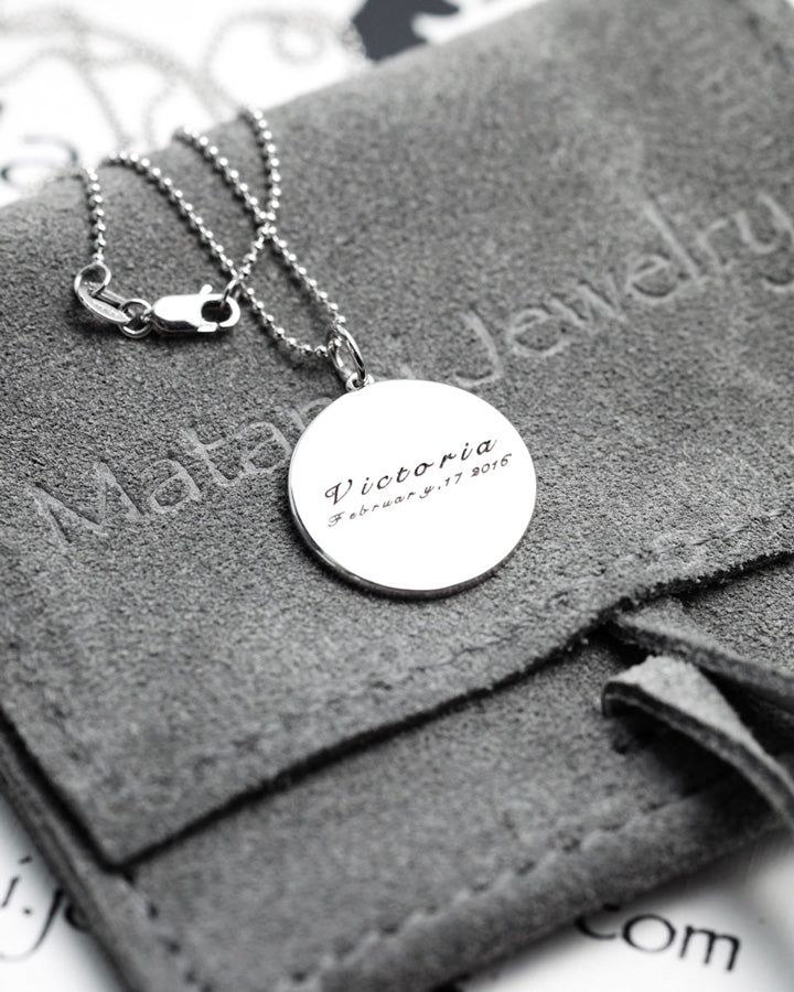 Footprints / Handprints Moon Necklace with Diamonds