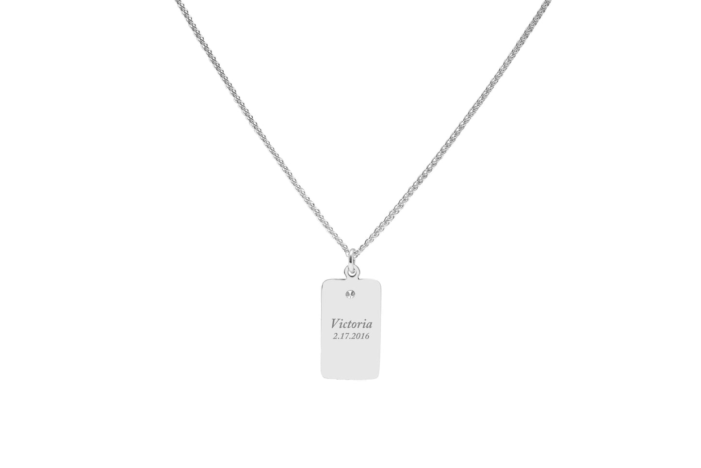 Baby Handprint / Footprint Wheat Chain Tag Necklace with a Diamond
