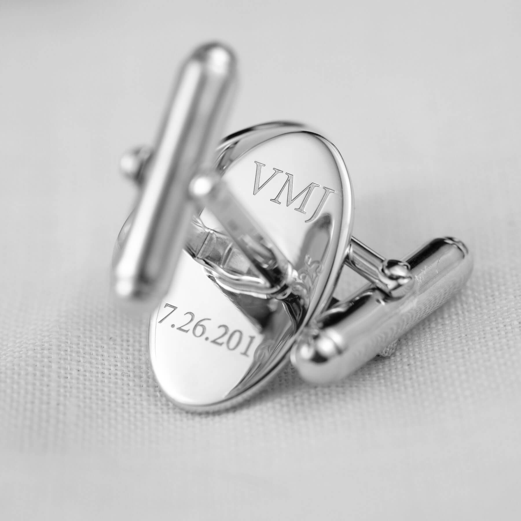 Footprint / Handprint Oval Cufflinks in 925 sterling silver