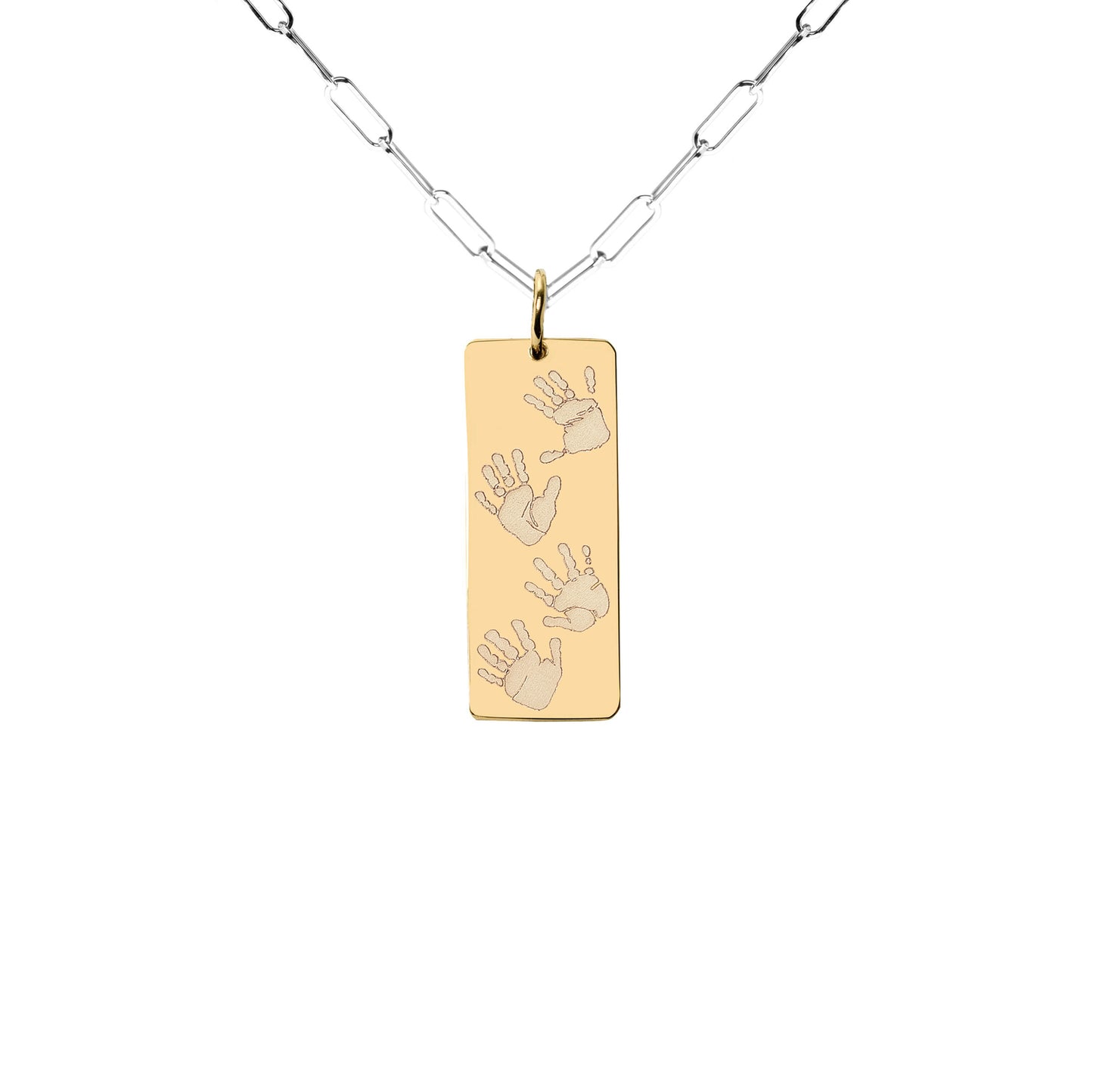 Handprints / Footprints Heavy Tag Paperclip Chain Necklace