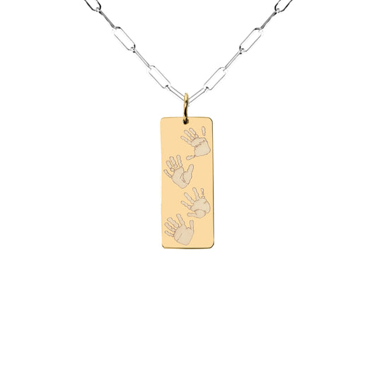 Handprints / Footprints Heavy Tag Paperclip Chain Necklace