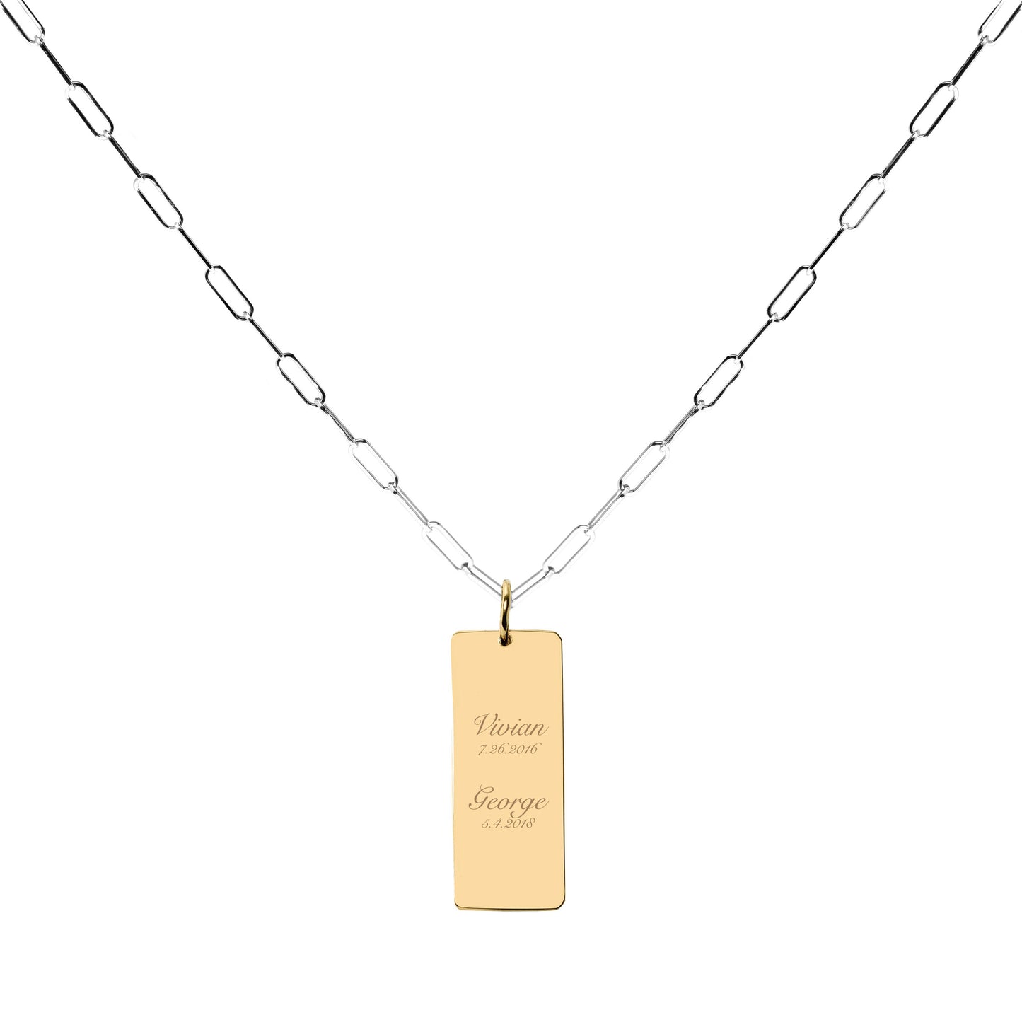 Handprints / Footprints Heavy Tag Paperclip Chain Necklace