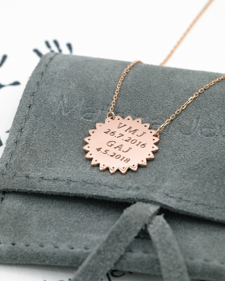 Footprints / Handprints Small Sun Necklace with Diamonds