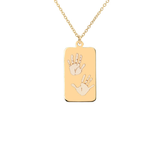 Handprint / Footprint Tag Necklace in 14K Gold