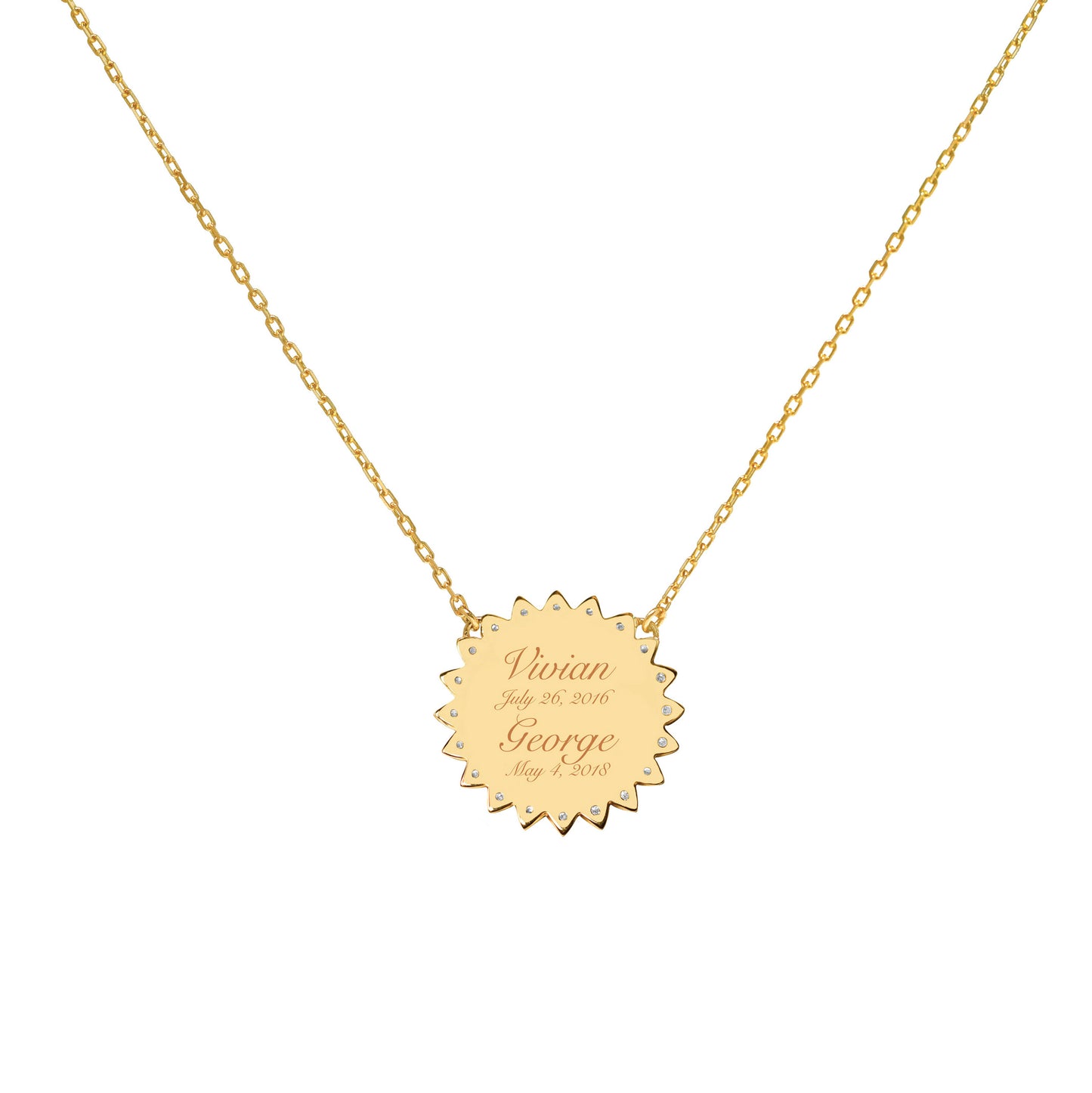 Footprints / Handprints Sun Necklace with Diamonds