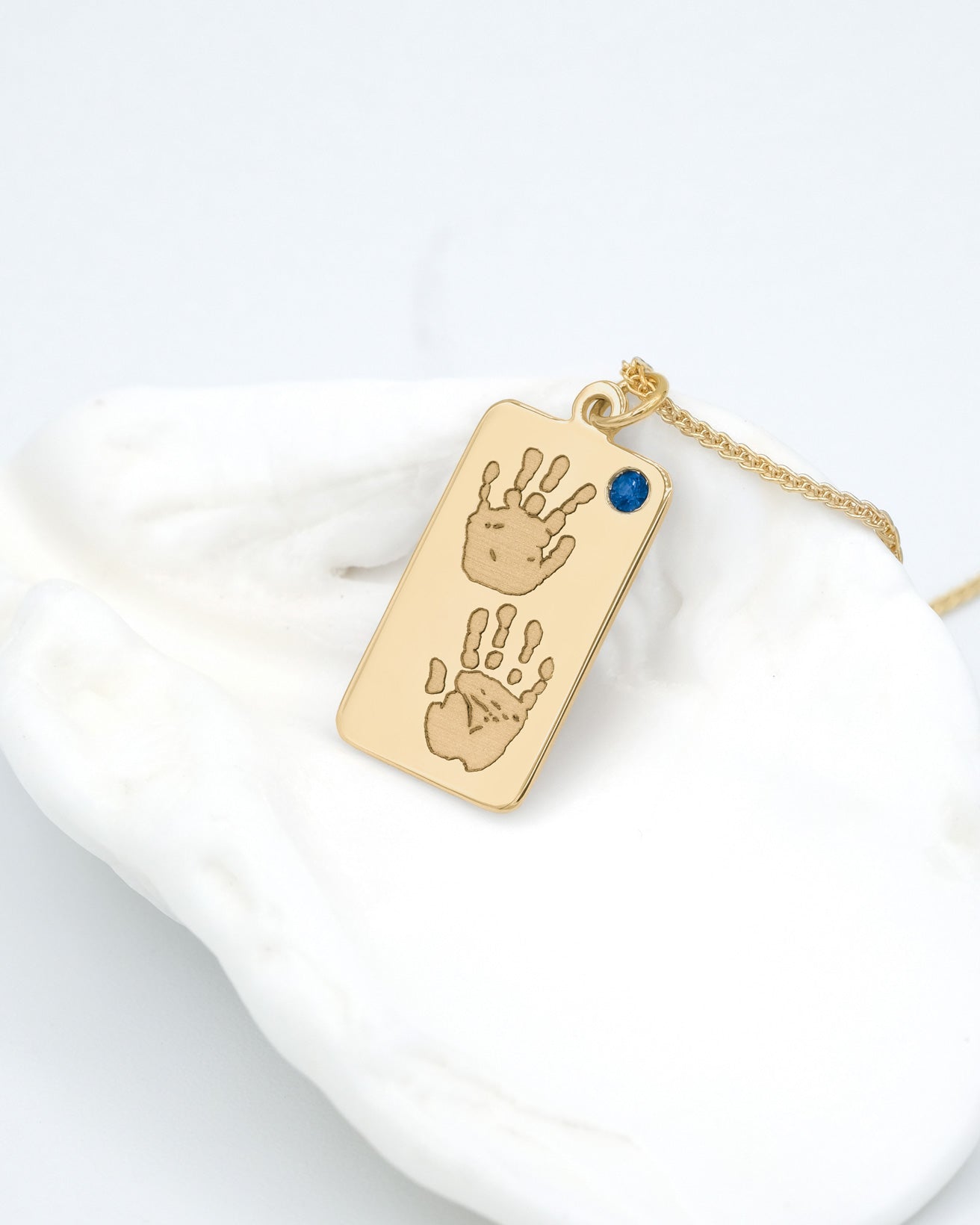 Baby Handprint / Footprint Wheat Chain Tag Necklace with a Diamond