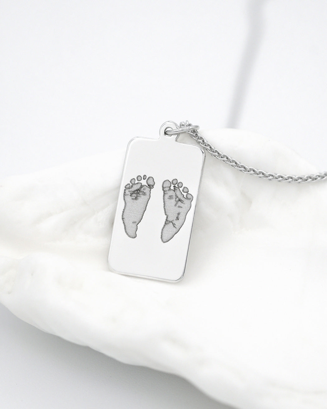Baby Handprint / Footprint Wheat Chain Tag Necklace