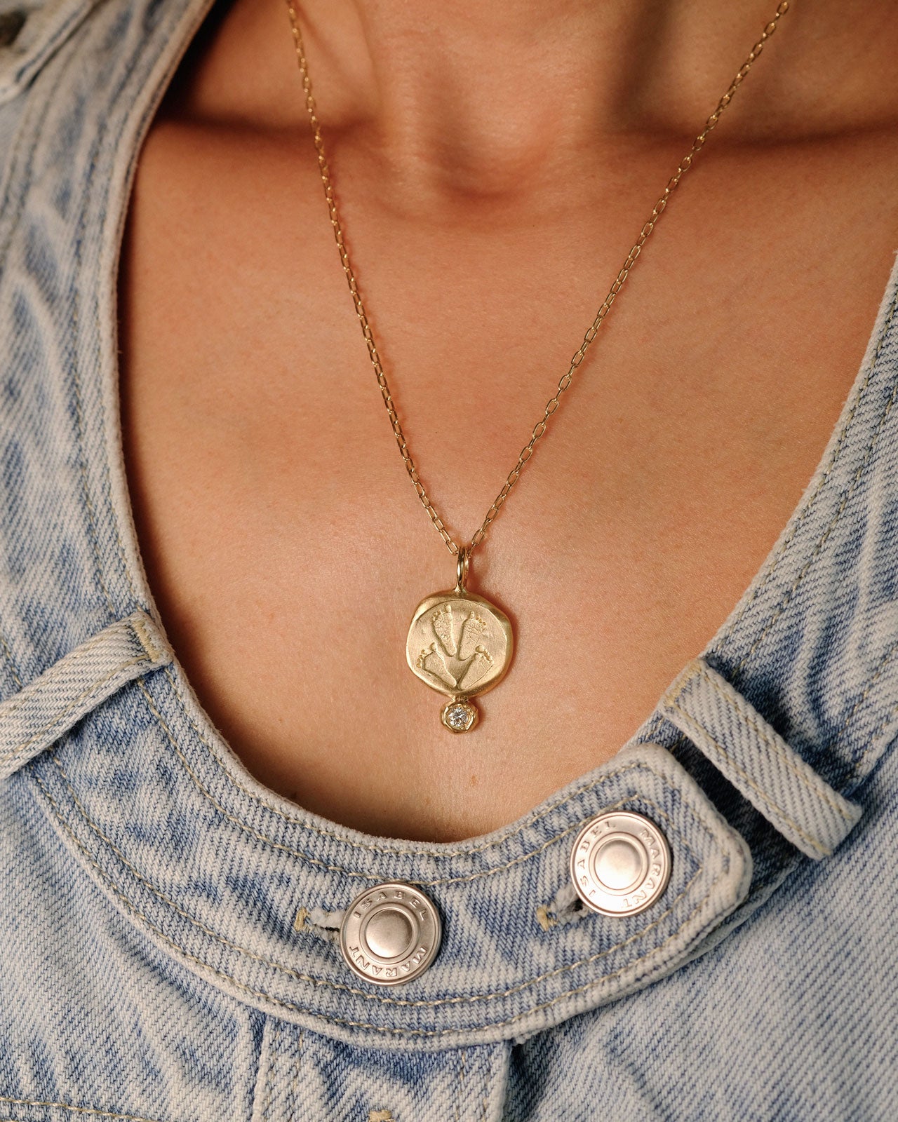 Handprints / Footprints Aureus Necklace with a diamond