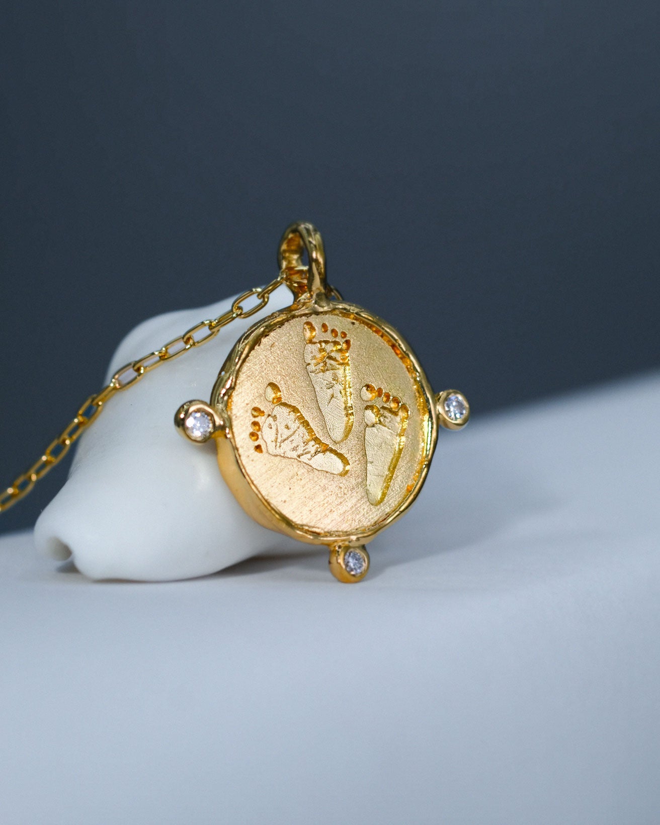 Handprints / Footprints Roman Coin Necklace