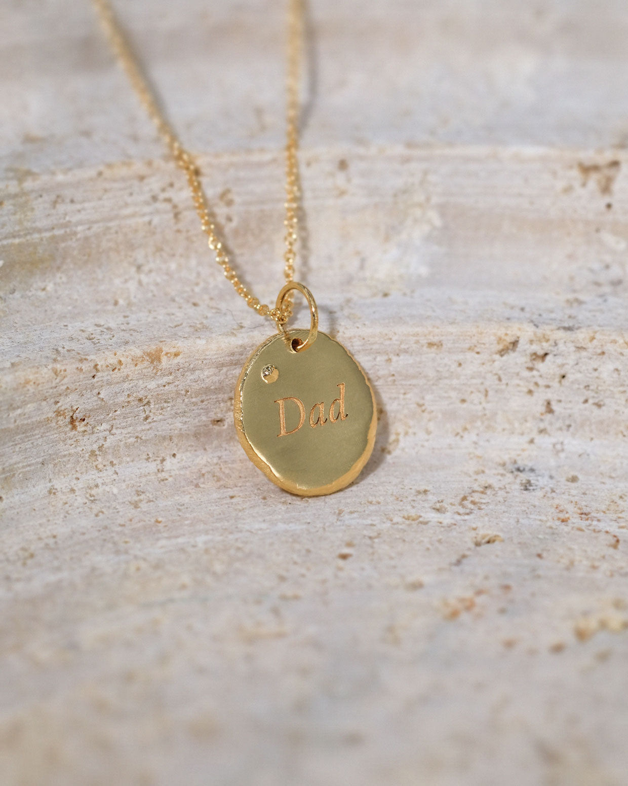 Mini Fingerprint Necklace in solid gold with a Diamond
