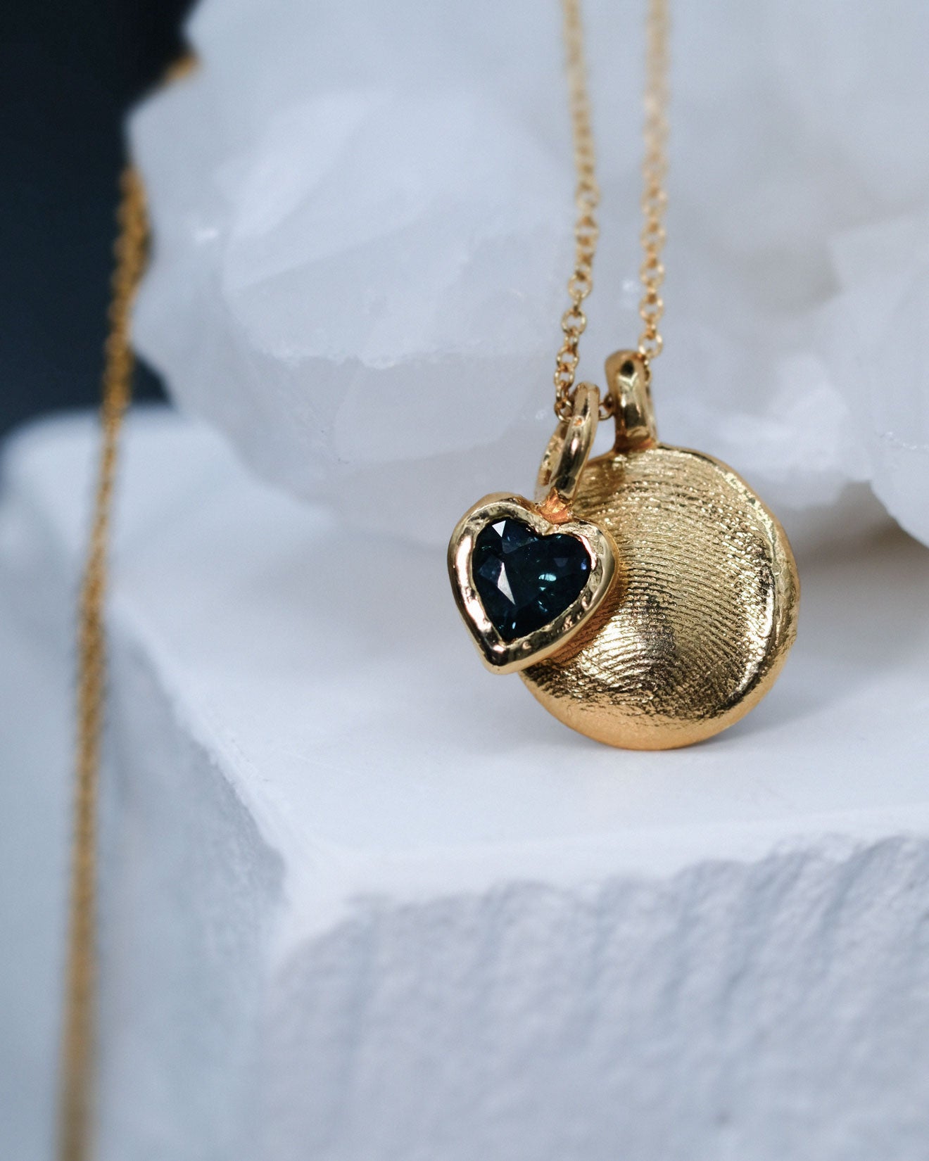 Ocean Blue Heart Sapphire Charm