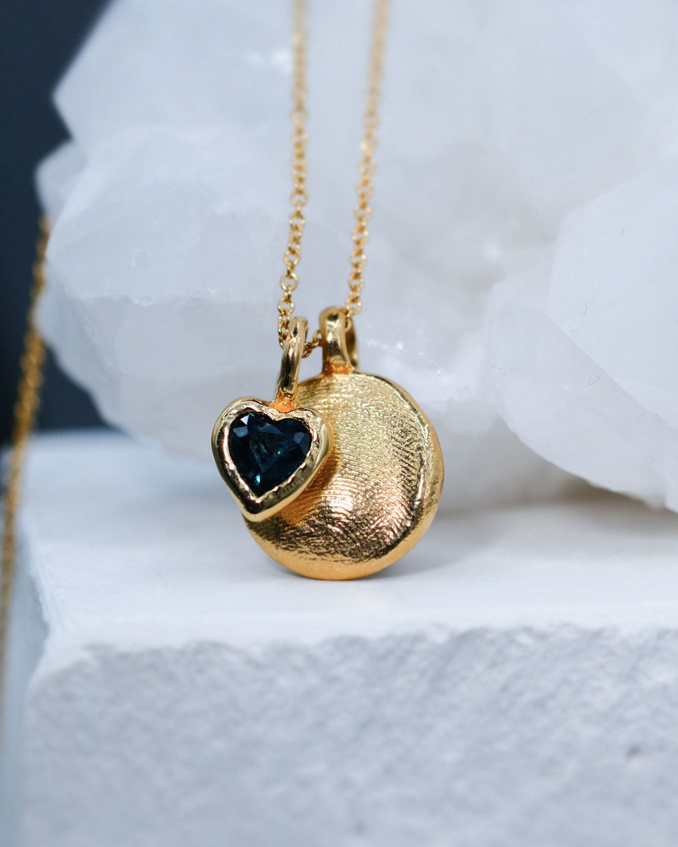 Ocean Blue Heart Sapphire Charm