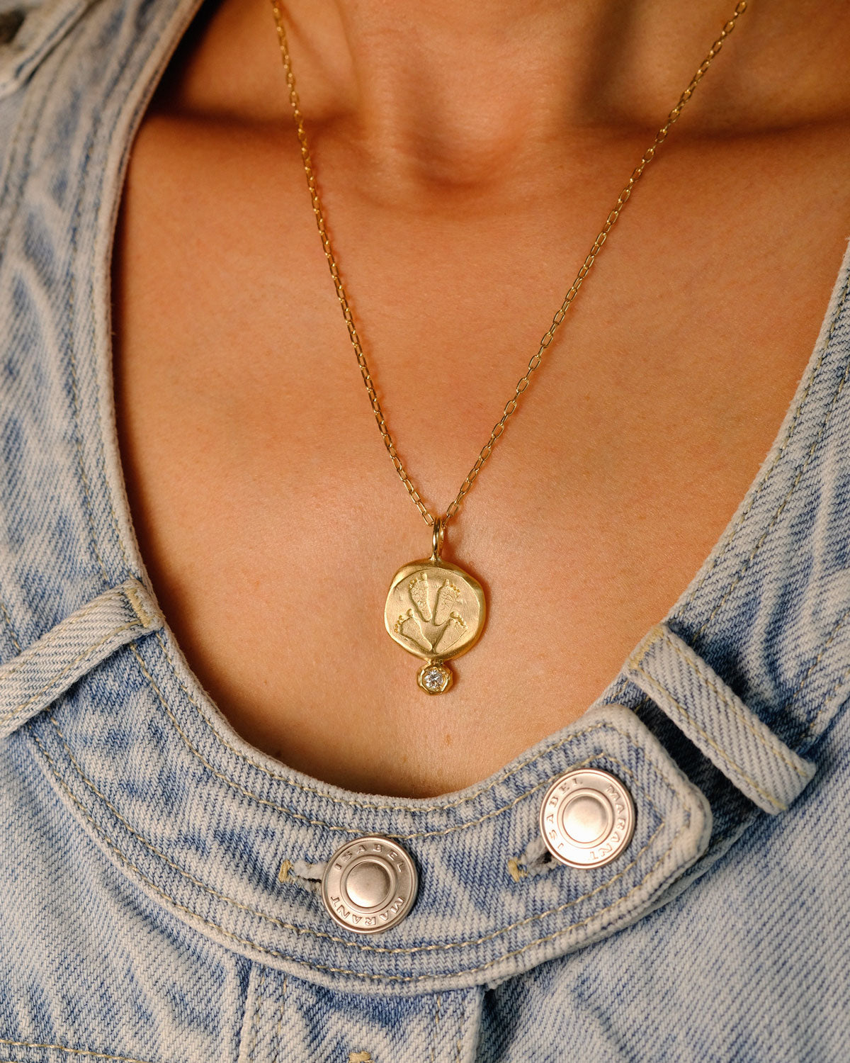 Handprints / Footprints Aureus Necklace with a diamond