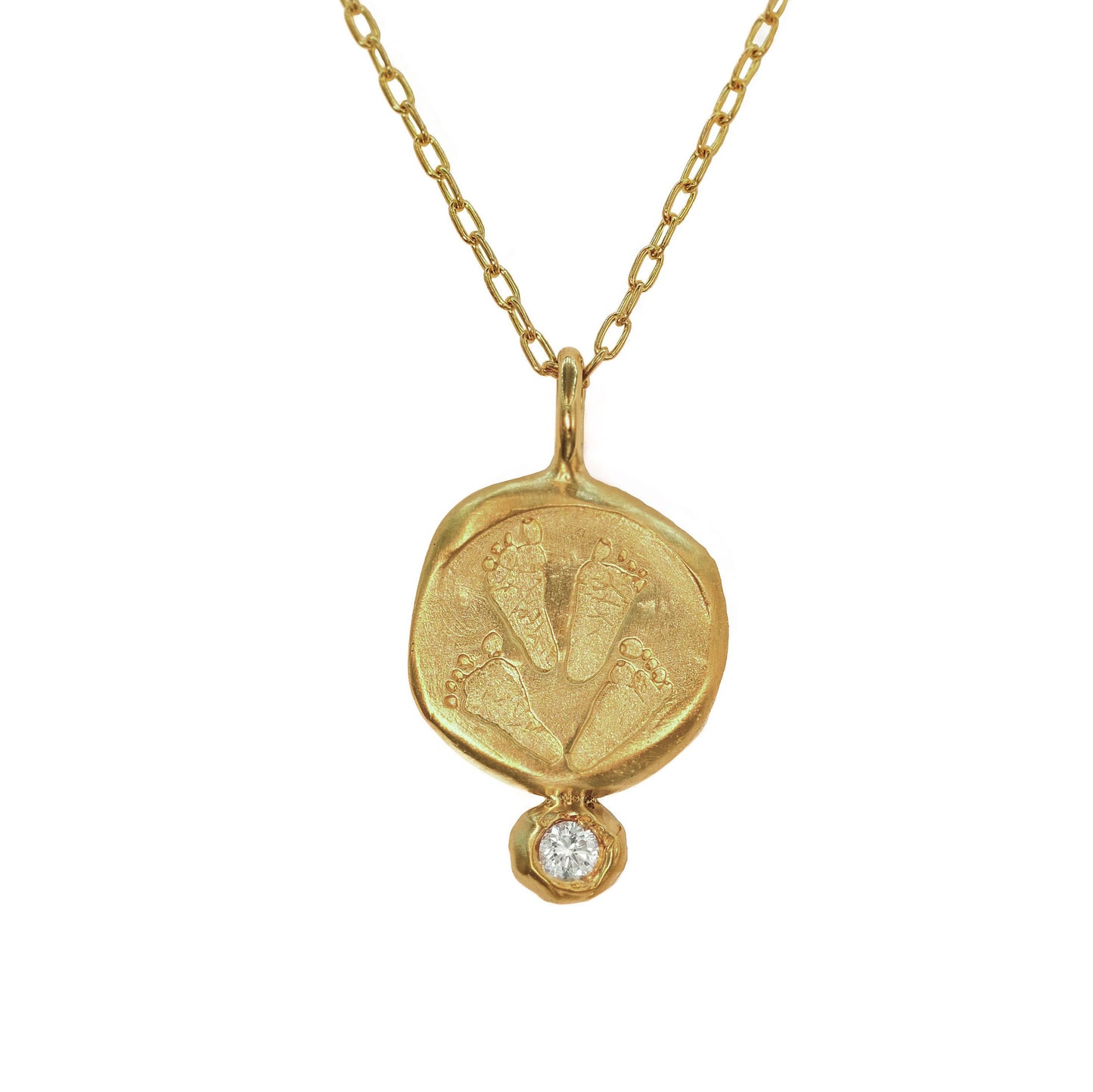 Handprints / Footprints Aureus Necklace with a diamond