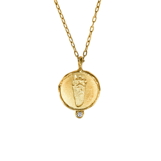 Handprint / Footprint Mini Roman Coin Necklace