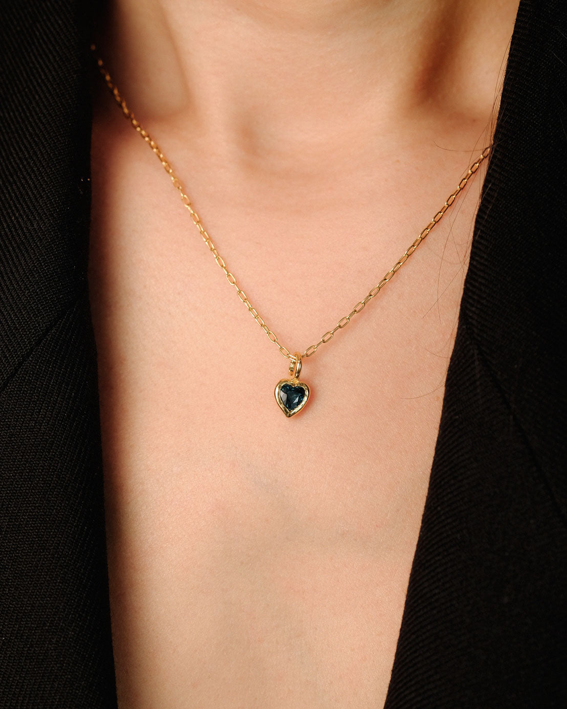 Ocean Blue Heart Sapphire Charm