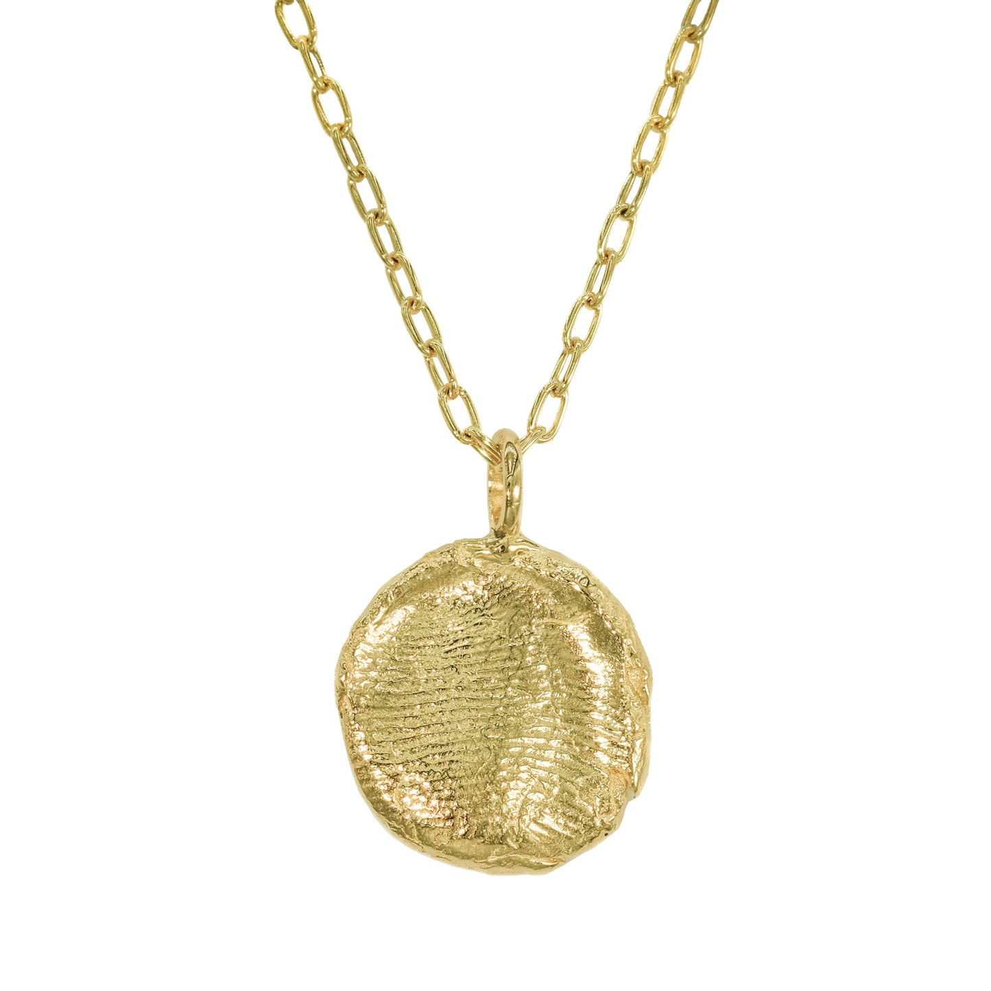 Open Long Cable Fingerprint Necklace in solid gold