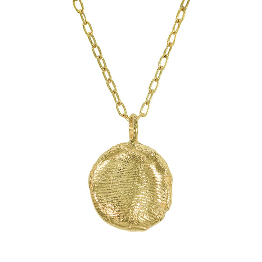 Open Long Cable Fingerprint Necklace in solid gold