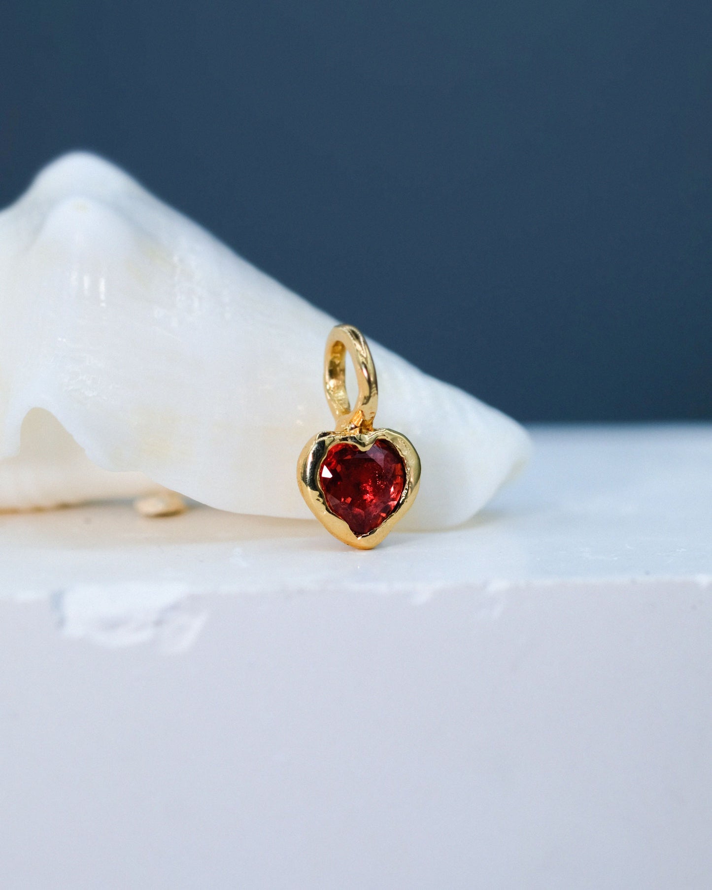 Red Heart Sapphire Charm