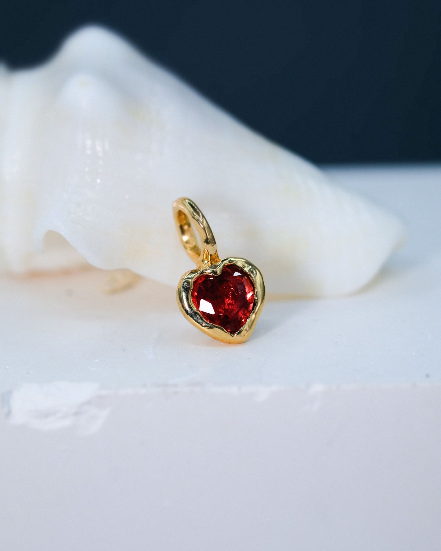 Red Heart Sapphire Charm