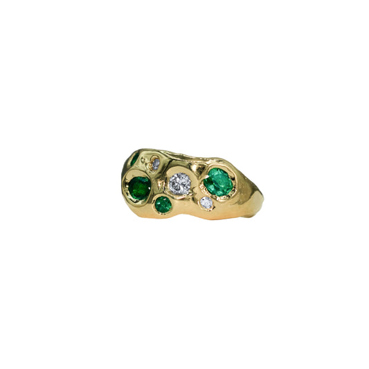 Emeralds Diamonds Ring