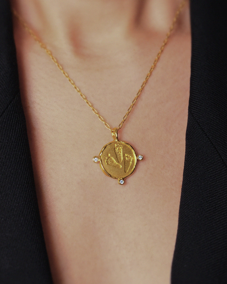 Handprints / Footprints Roman Coin Necklace