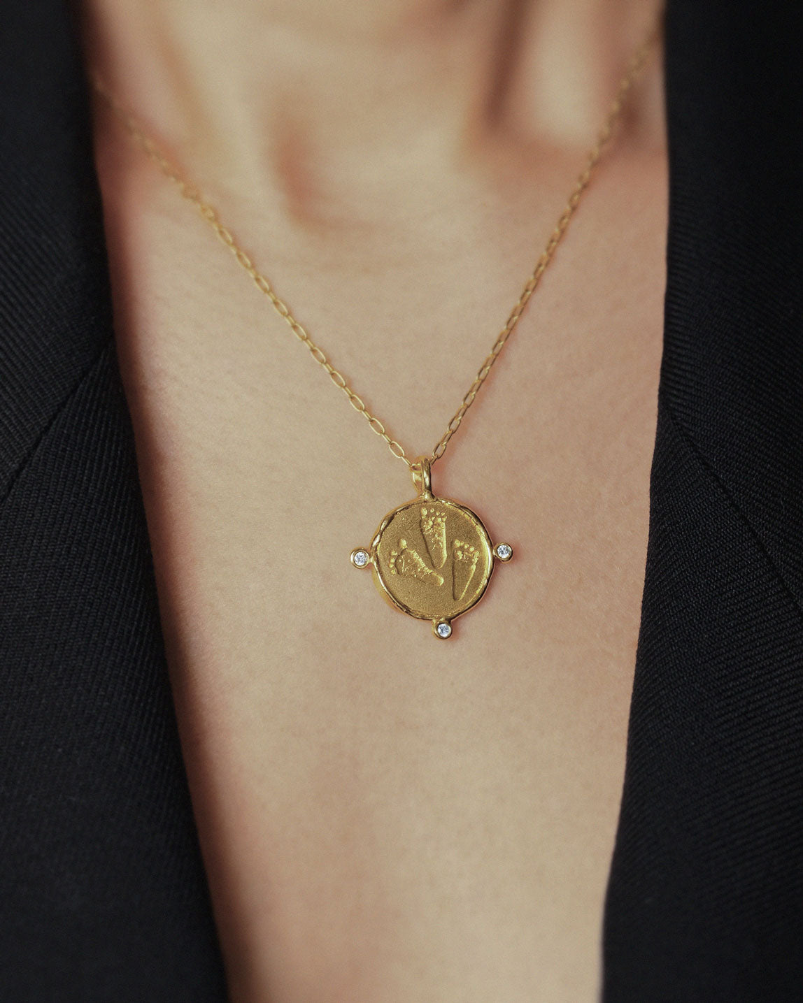 Handprints / Footprints Roman Coin Necklace