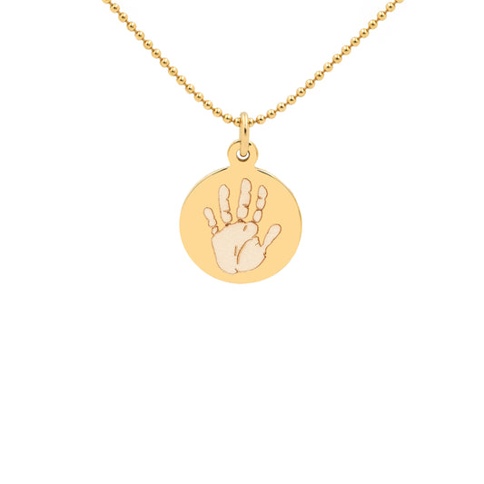 Handprint / Footprint Ball Chain Necklace in 14K Gold