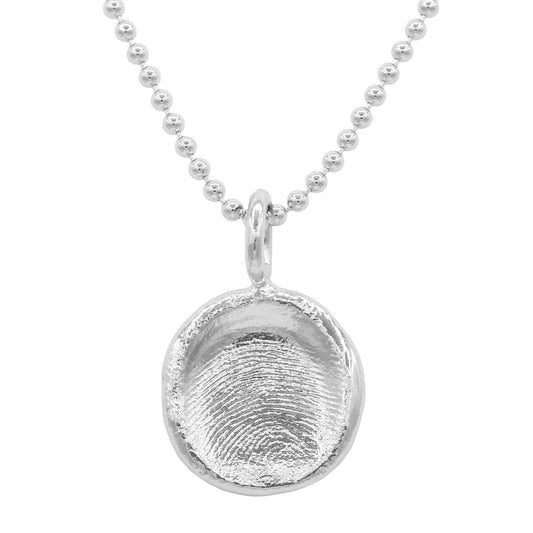 Ball Chain Fingerprint Necklace in sterling silver